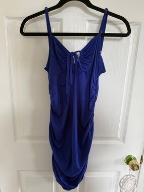 SHEIN Royal Blue Backless Ruched Spaghetti Strap Dress